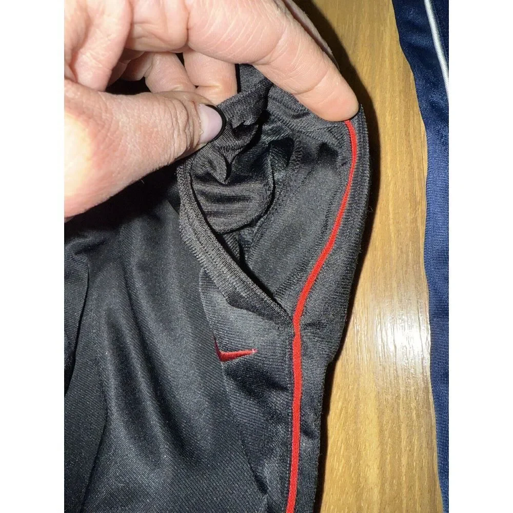 Nike Boys Sweatpants Sz 6 Y2K‎ Wide Leg Dri-fit Navy Blue EUC Black Worn Knee
